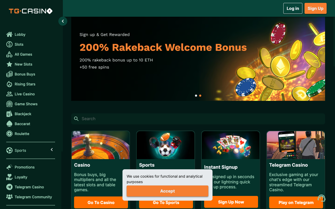 TG.Casino — главная страница