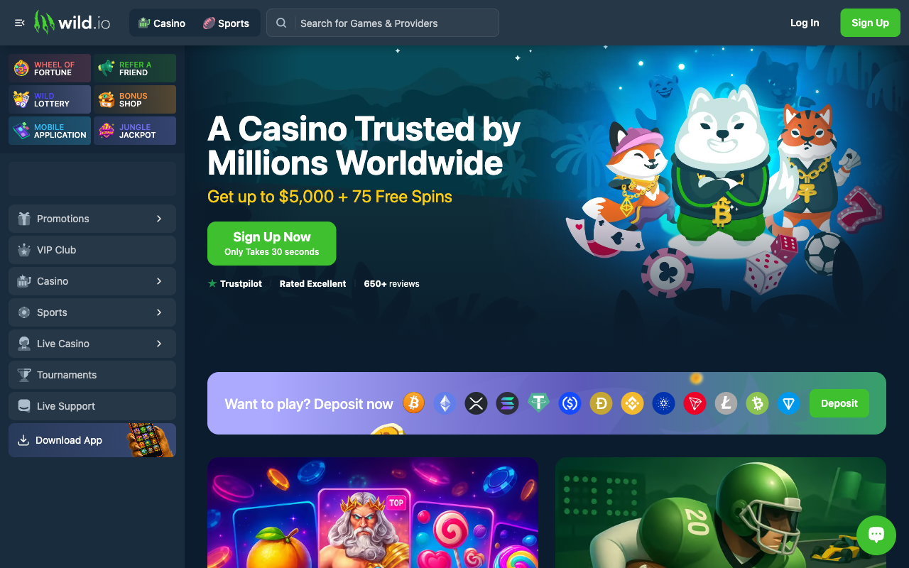 Wild.io — главная страница